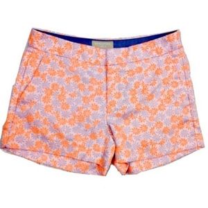 BANANA REPUBLIC Neon Orange Blue Floral Hampton Daisy Shorts 6